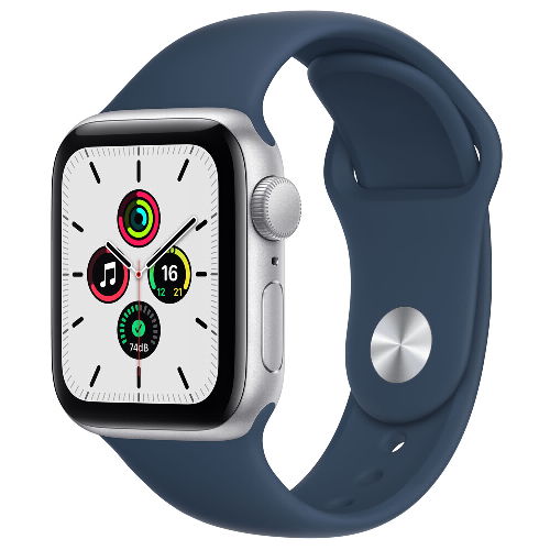 Apple 애플워치 SE&#44; 실버 알루미늄 케이스&#44; 어비스블루 스포츠 밴드&#44; 40mm&#44; GPS