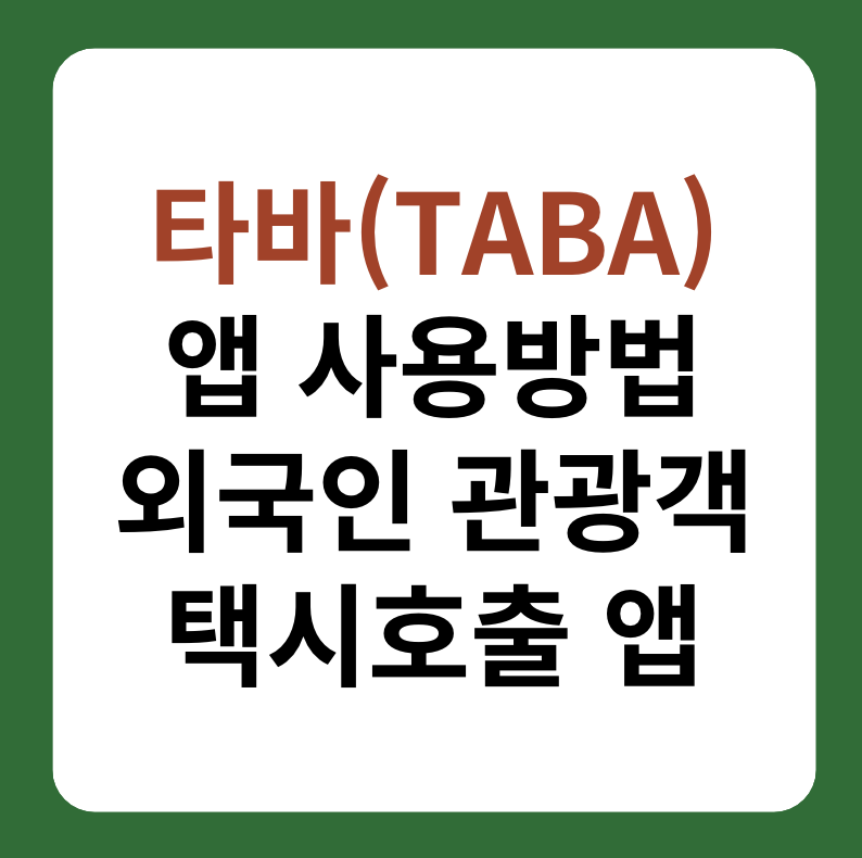 타바(TABA) 앱 사용방법 : 외국인 관광객 택시호출