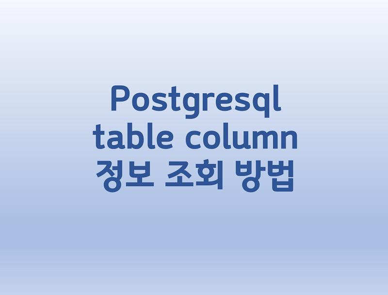 [Postgresql] table column 정보 조회 방법