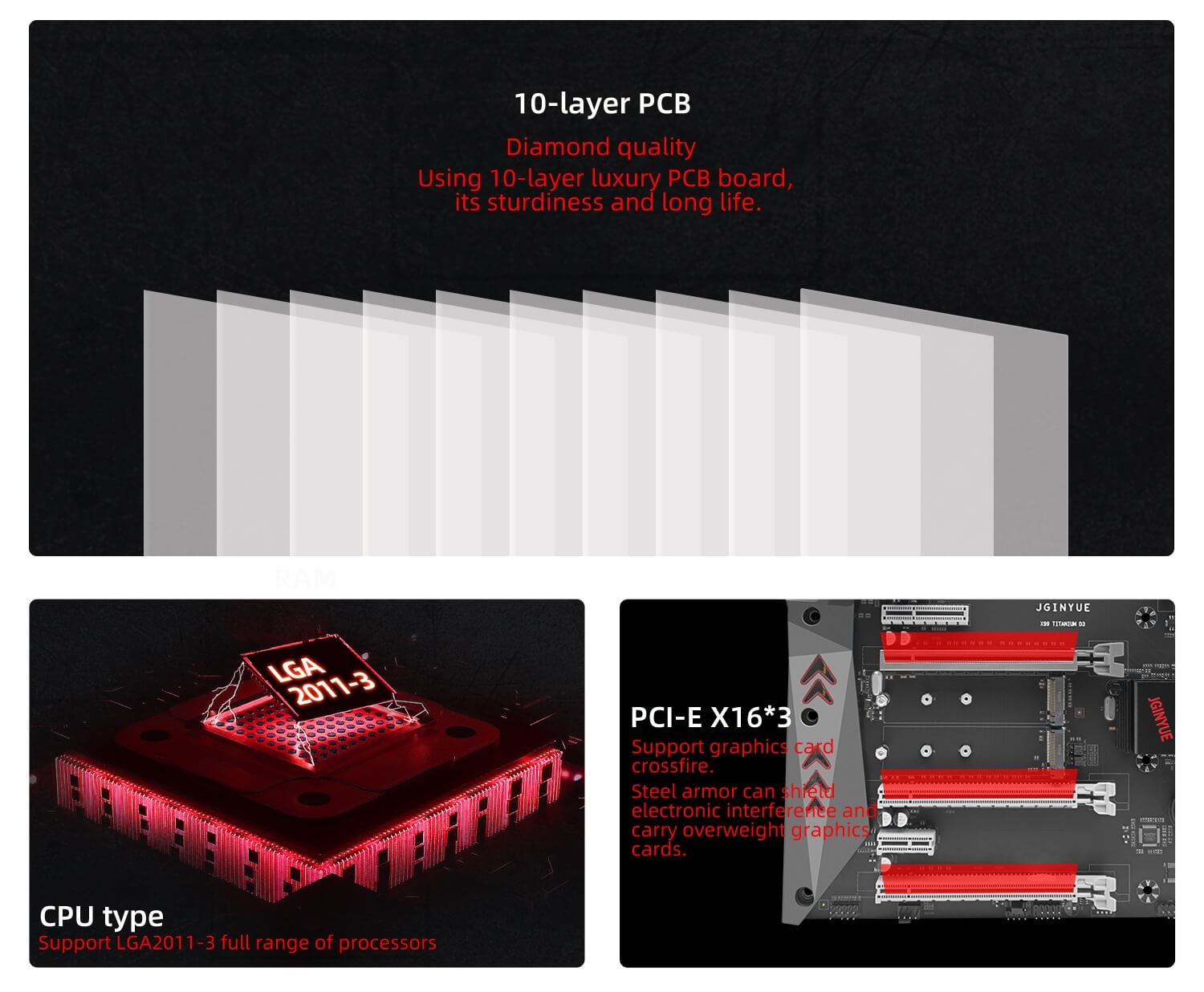 X99 키트 마더 보드 LGA 2011-3 CPU