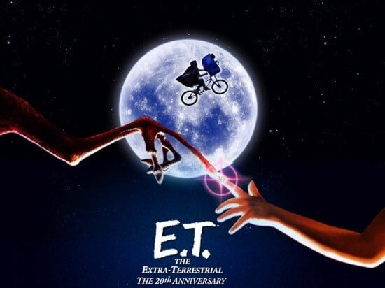 ET 손에서 빛나는 장면, 자전거로 나는 장면