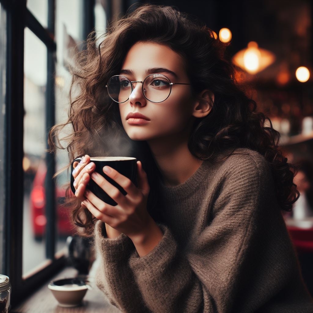 커피를 마시고 있는 여자