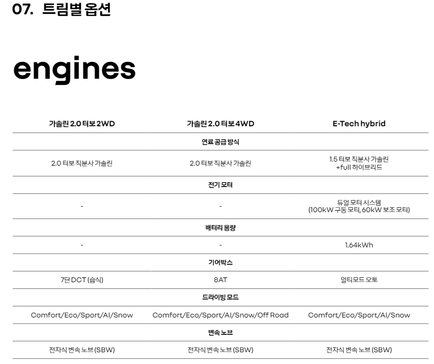 르노 그랑 콜레오스 트립 옵션