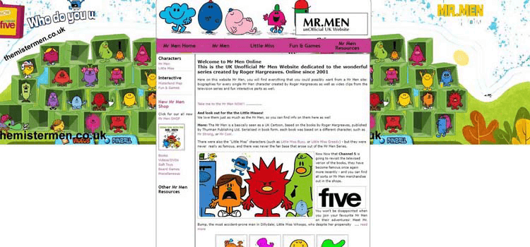mr men little miss 사이트 첫화면