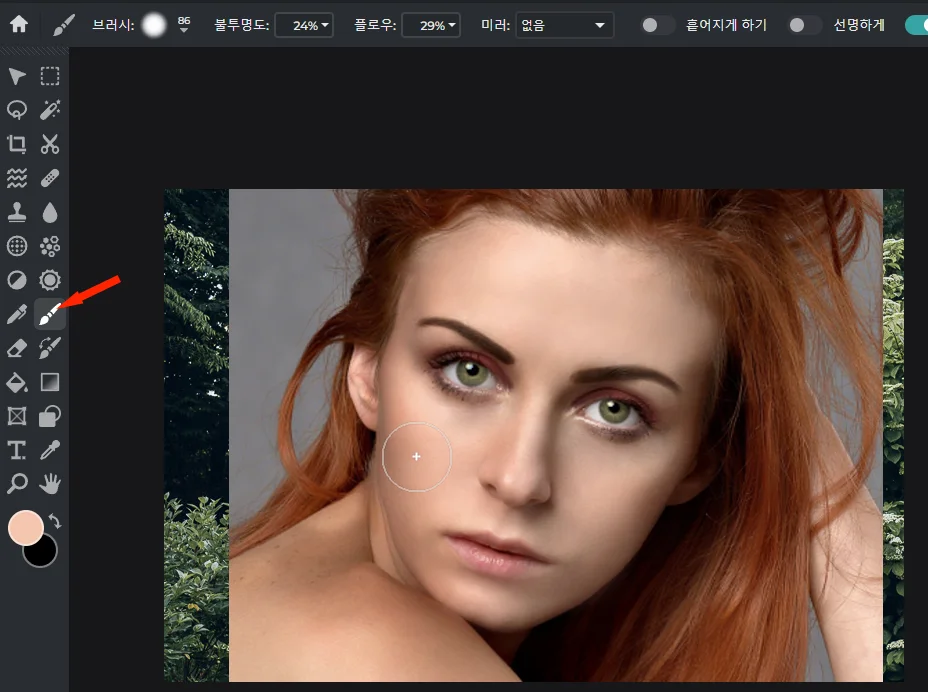 픽슬러 에디터로 사진 편집하는 모습 - 리퀴파이 활용하는 모습