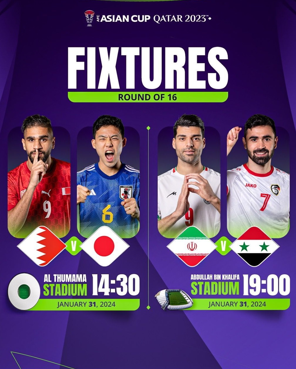 AFC 아시안컵 8강 대진표 및 일정