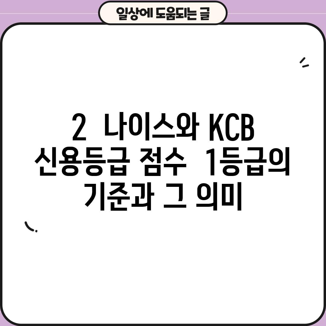 2.  나이스와 KCB 신용등급 점수:  1등급의 기준과 그 의미