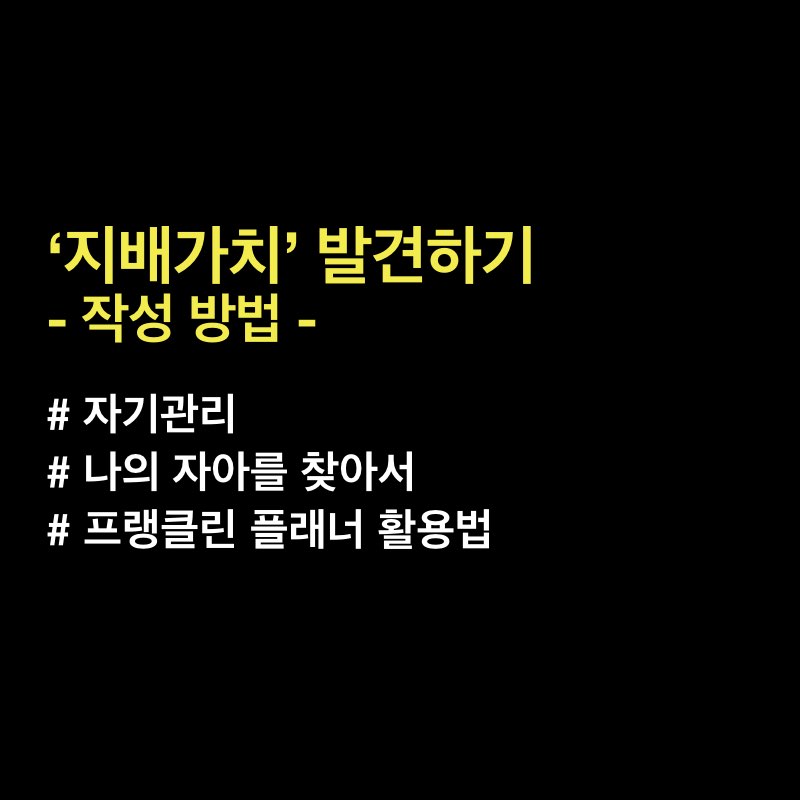  ‘지배 가치’ 발견하기 - 프랭클린 플래너 활용기