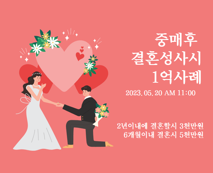 45세 중매후 결혼성사시 1억 사례비 준다는데, 제가 해볼게요 45세 중매후 결혼성사시 1억 사례비 준다는데, 제가 해볼게요