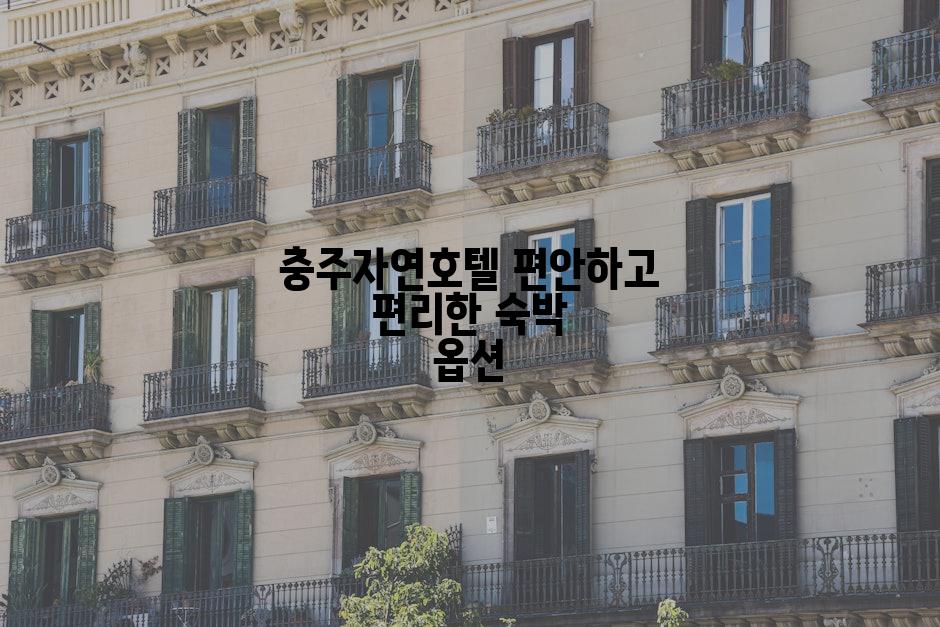 충주자연호텔 편안하고 편리한 숙박 옵션