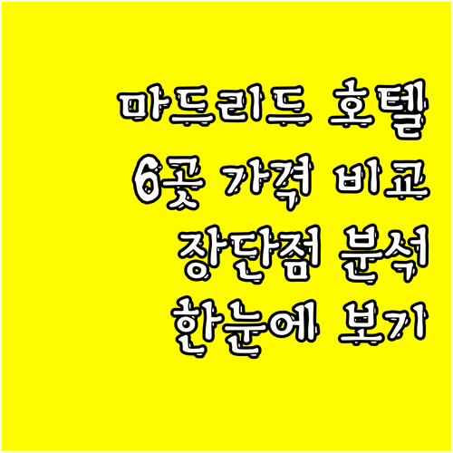 마드리드 호텔 6곳 가격 비교 특징 