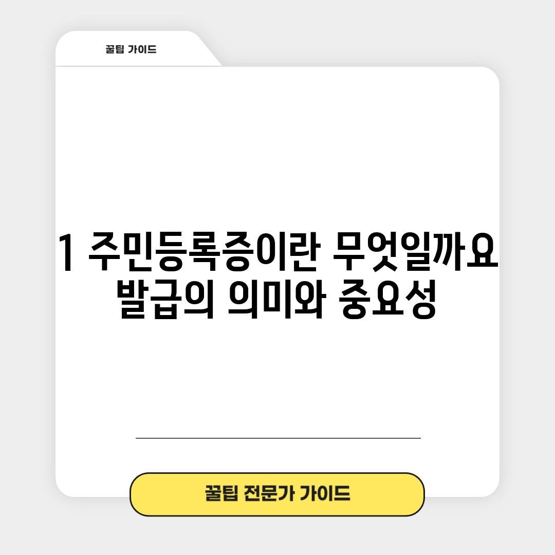 1. 주민등록증이란 무엇일까요? - 발급의 의미와 중요성