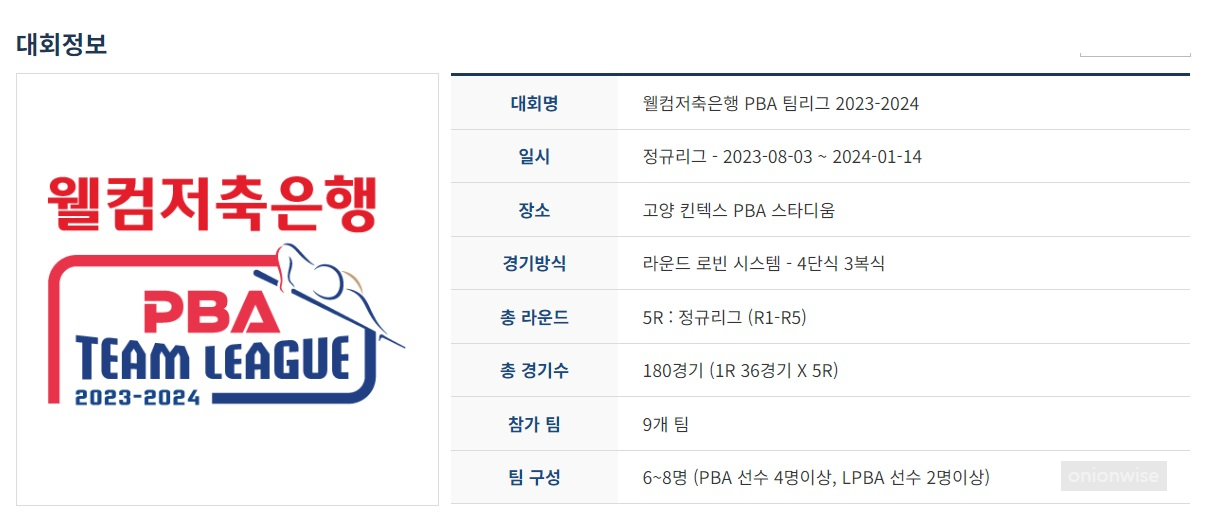 PBA팀리그 소개 - 경기규정 진행방식 대회일정