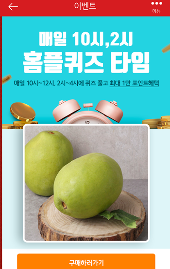  [앱테크]홈플러스퀴즈11월21일오전10시 오후2시문제의 정답,홈플모과