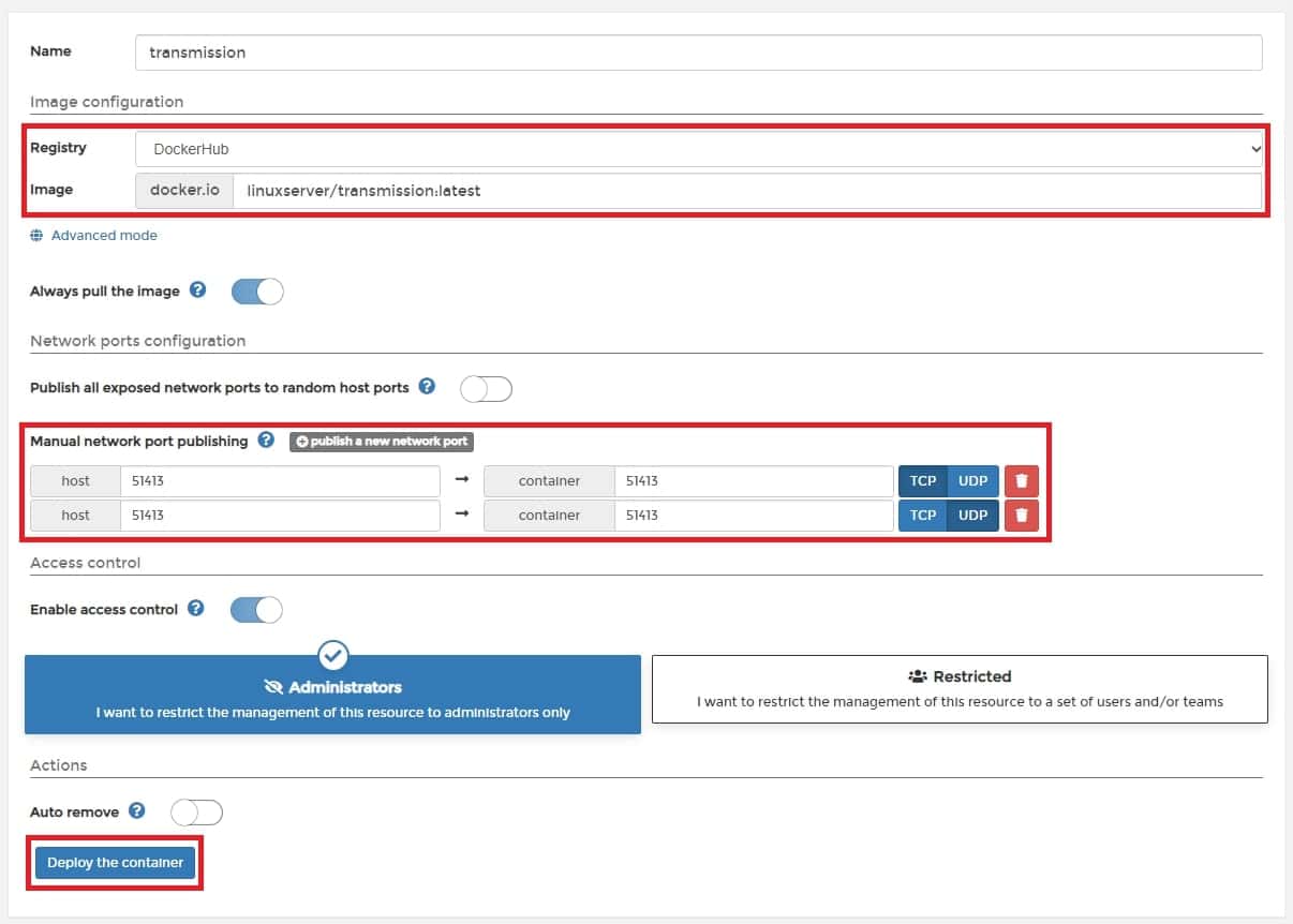 컨테이너 생성 및 포트 연결