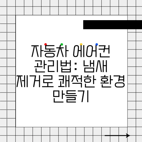 자동차 에어컨 관리법: 냄새 제거로 쾌적한 환경 만들기