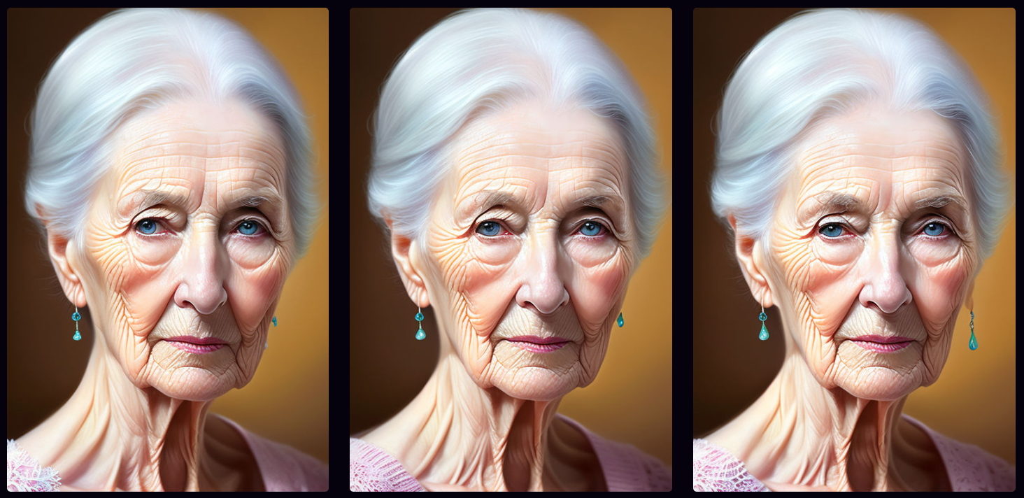 Images of a woman aging from 94 to 92
