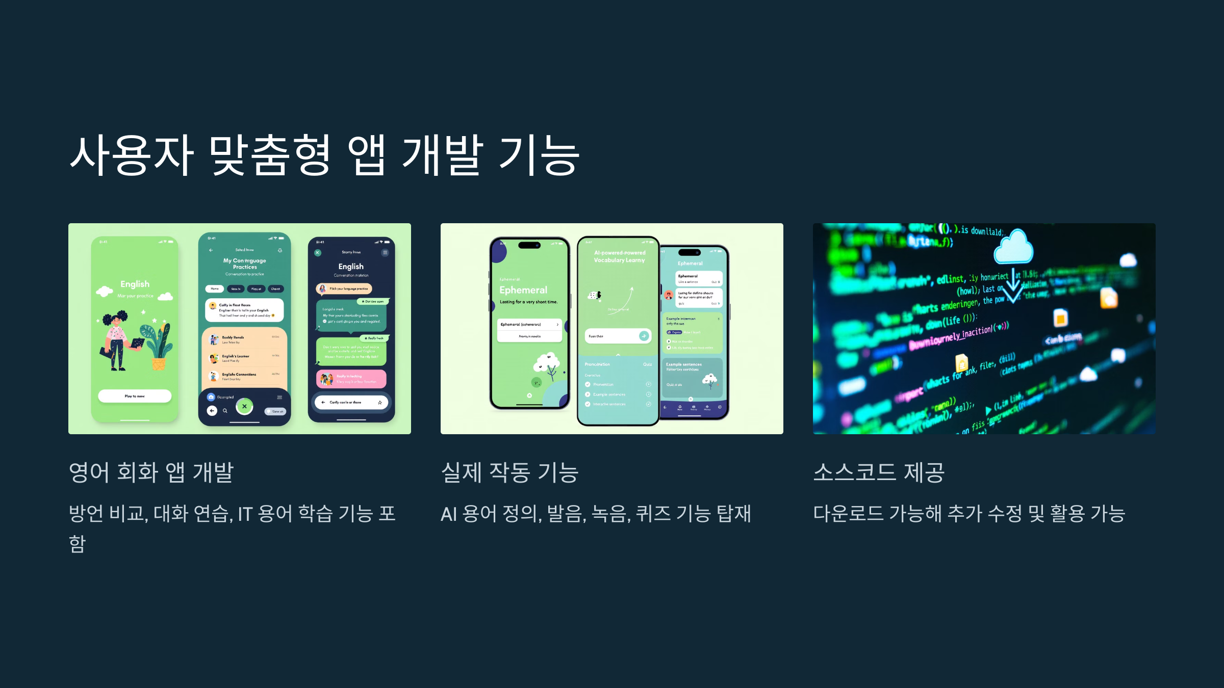 사용자 맞춤형 앱 개발 기능