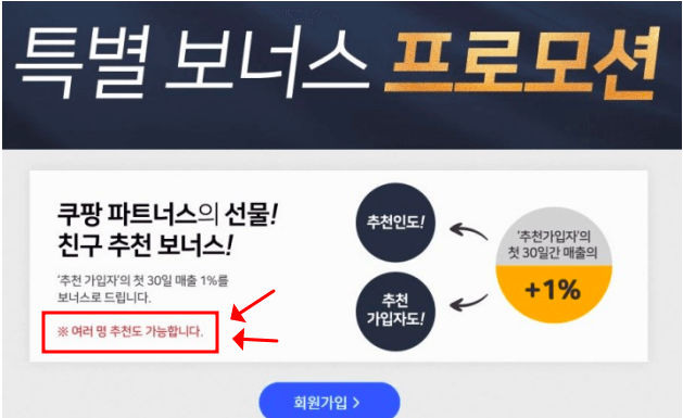 쿠팡 파트너스 - 수수료 내용