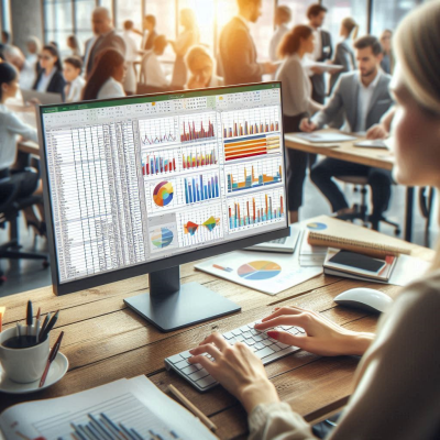 엑셀 스프레드시트에서 데이터 분석 중인 사람