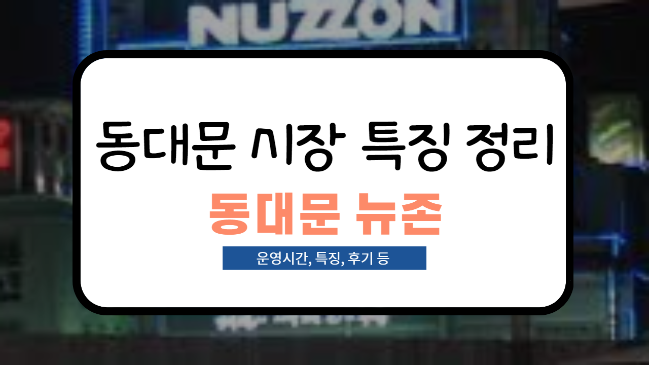  [동대문 시장 특징 정리] 동대문 뉴존(누죤) 특징 및 후기 정리(운영 시간, 사입 정보 등)