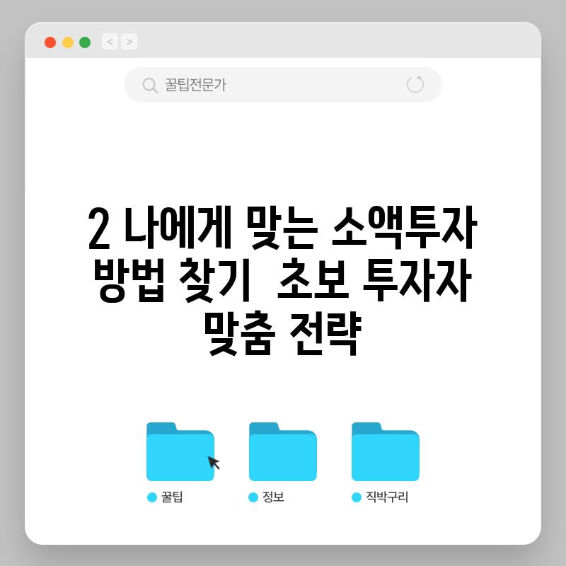 2. 나에게 맞는 소액투자 방법 찾기:  초보 투자자 맞춤 전략