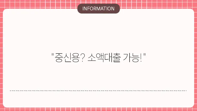 4등급소액대출: 중신용도 OK