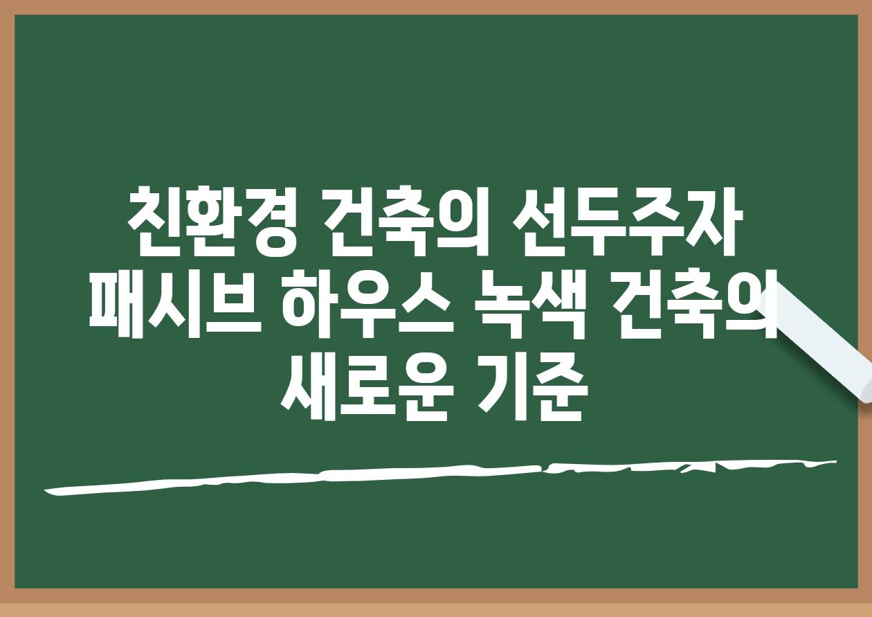 친환경 건축의 선두주자 패시브 하우스 녹색 건축의 새로운 기준