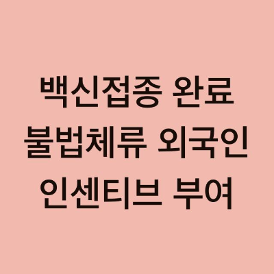  3차 백신접종 완료 불법체류 외국인 인센티브 부여 (22.1.25 시행)