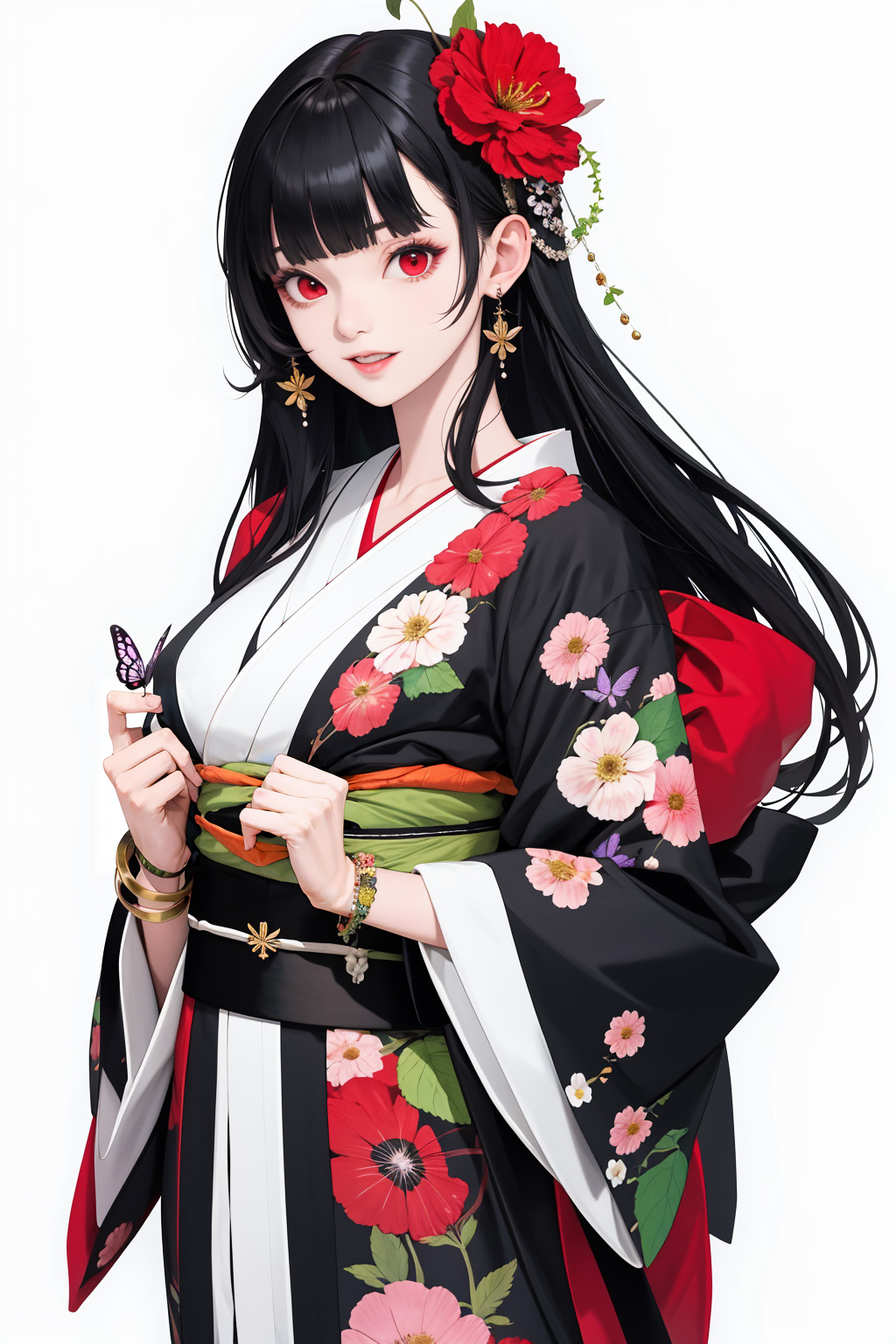  AI로 생성한 기모노 입은 여자 애니풍 그림 - 2