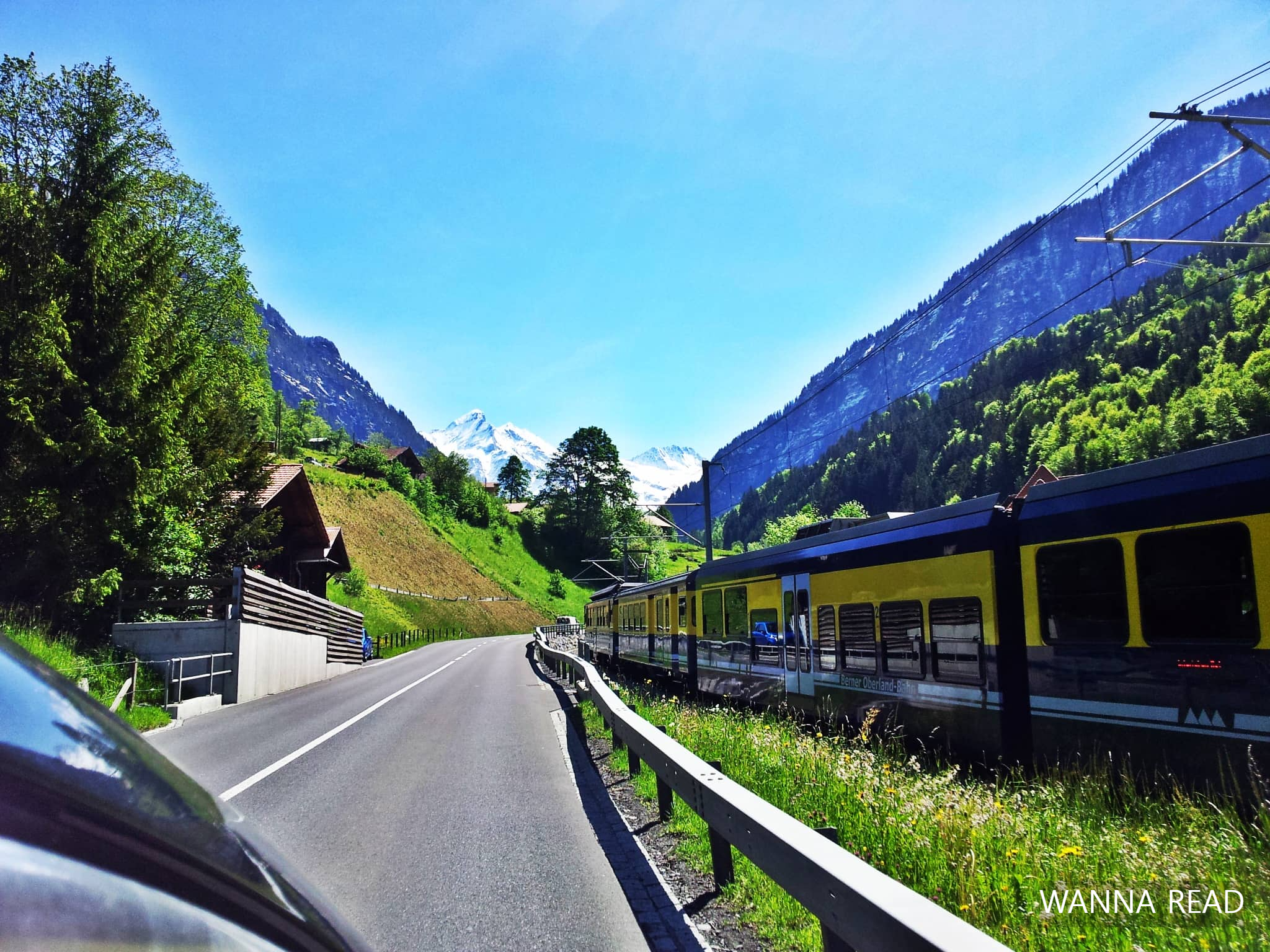 스위스 피르스트 가는 길에 기차