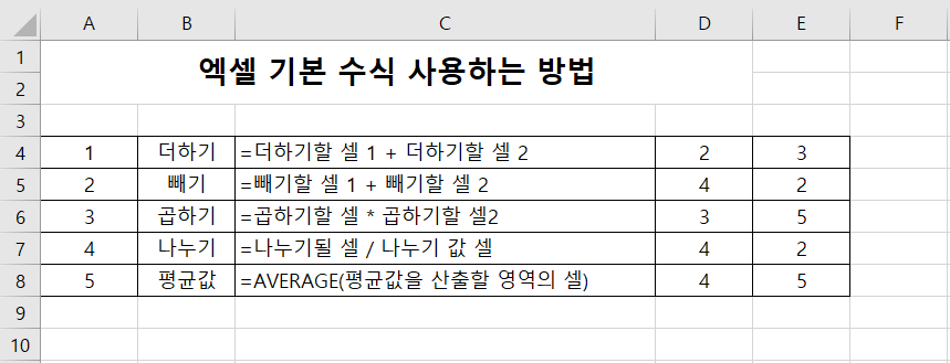엑셀수식사용하는-방법알아보기화면