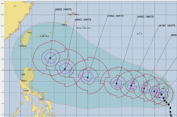 미군합동태풍경보센터-JTWC-2호태풍-마와르-예상경로-2023년-5월24일-기준