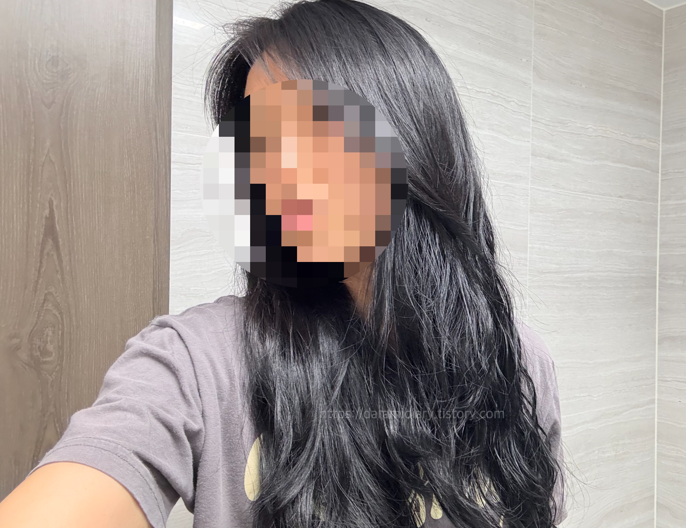 프레쉬라이트 쿨블랙 염색 후 전체컷