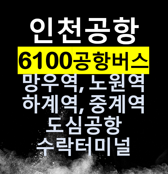  강북 인천공항버스 6100 리무진 / 망우역,하계역,노원역,도심공항 수락터미널 / 시간표, 요금, 버스타는 곳