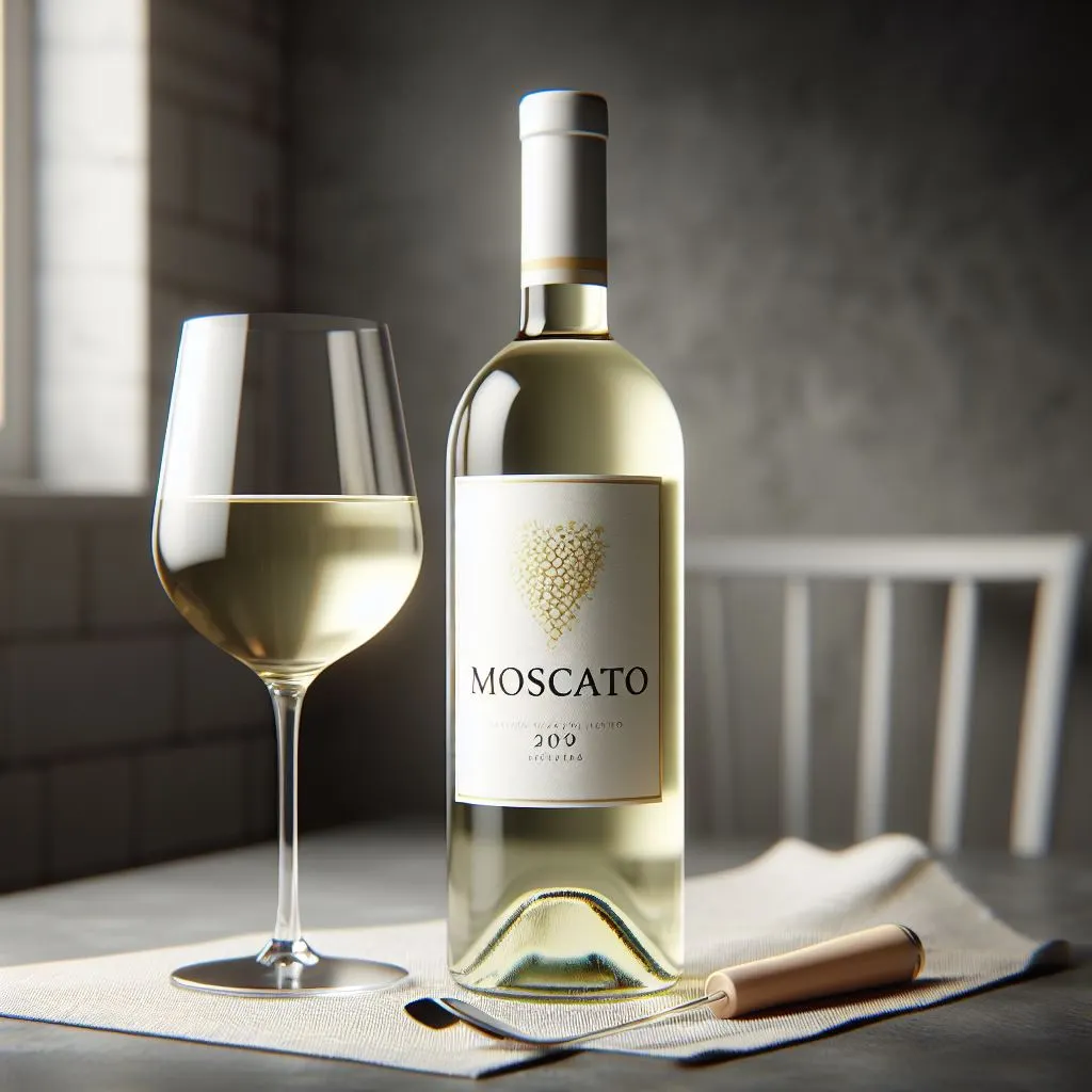 모스카토(Moscato) 라벨이 적힌 화이트 와인