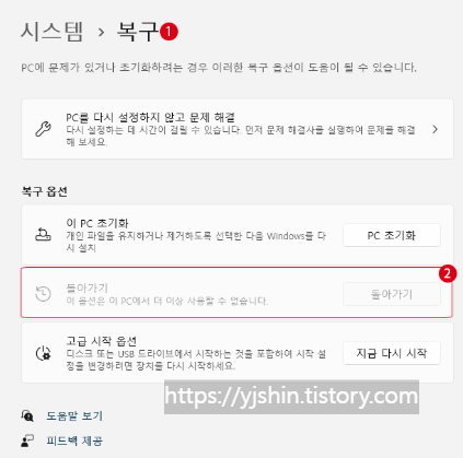 [Windows] 윈도우 11 에서 윈도우 10 돌아가기 기간 연장하기