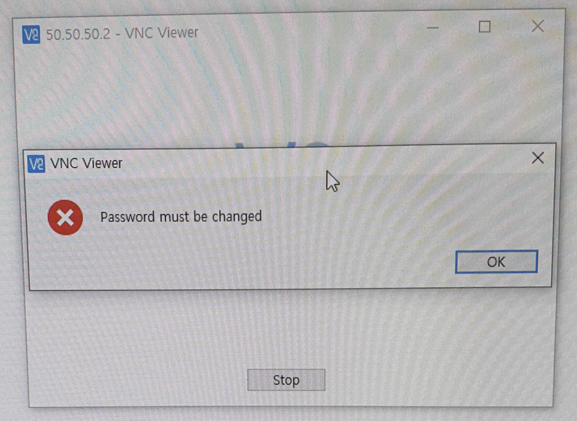 RealVNC Password must be changed
