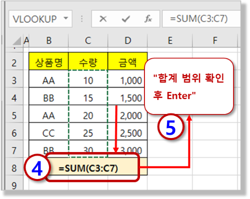 자동 합계 - 구하기 (2)