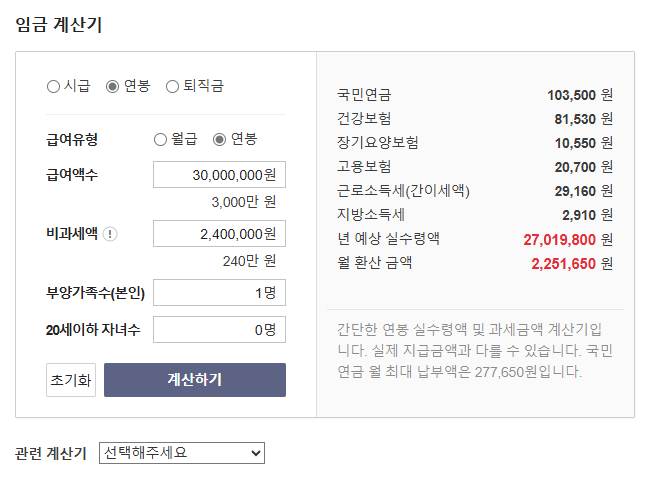 최저시급 2025년 월급, 실수령액 계산