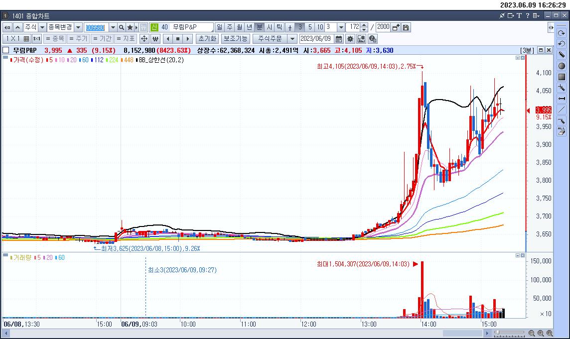 무림P&P 3분봉 차트