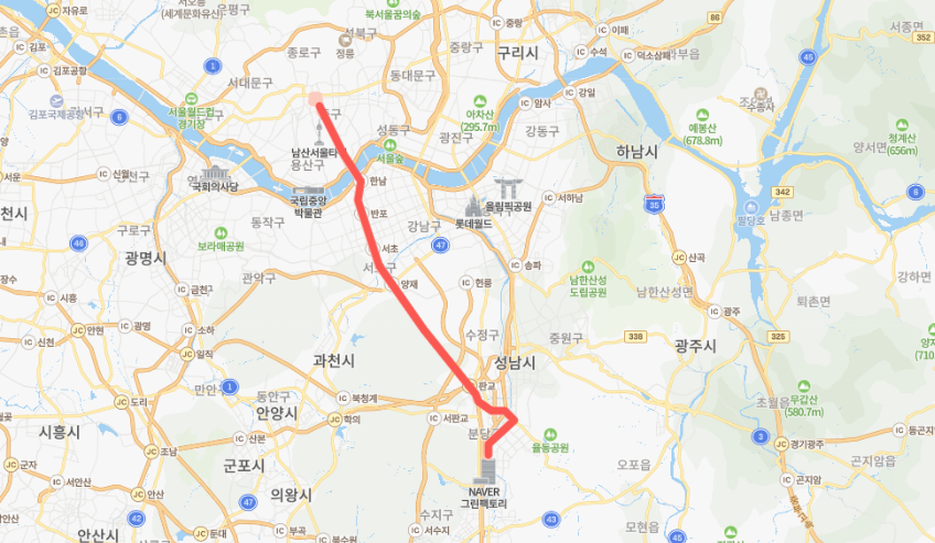  [급행] G8110 버스 노선 시간표 : 분당 정자역, 수내역, 서현역, 판교역, 종로, 백병원, 순천향대학병원