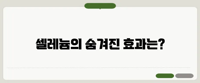 셀레늄 효능 항산화만 있는 줄 알았죠?