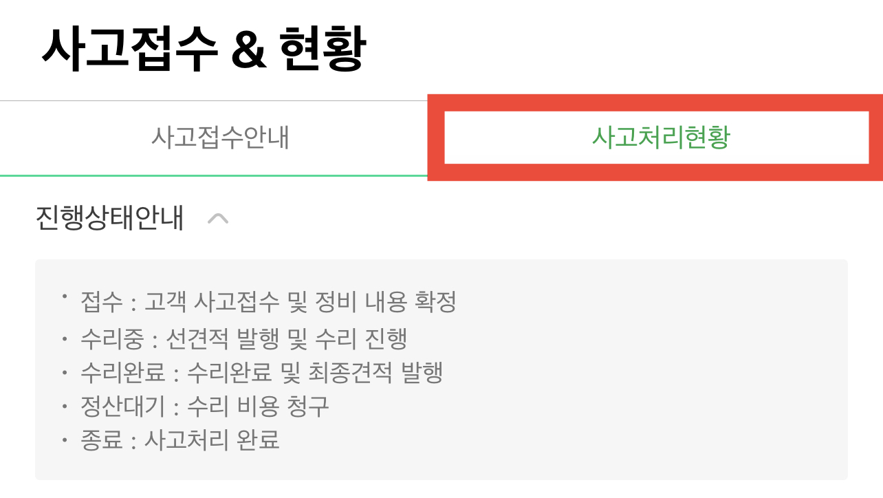 그린카 사고접수 및 사고처리 기간 그린카 사고접수 및 사고처리 기간