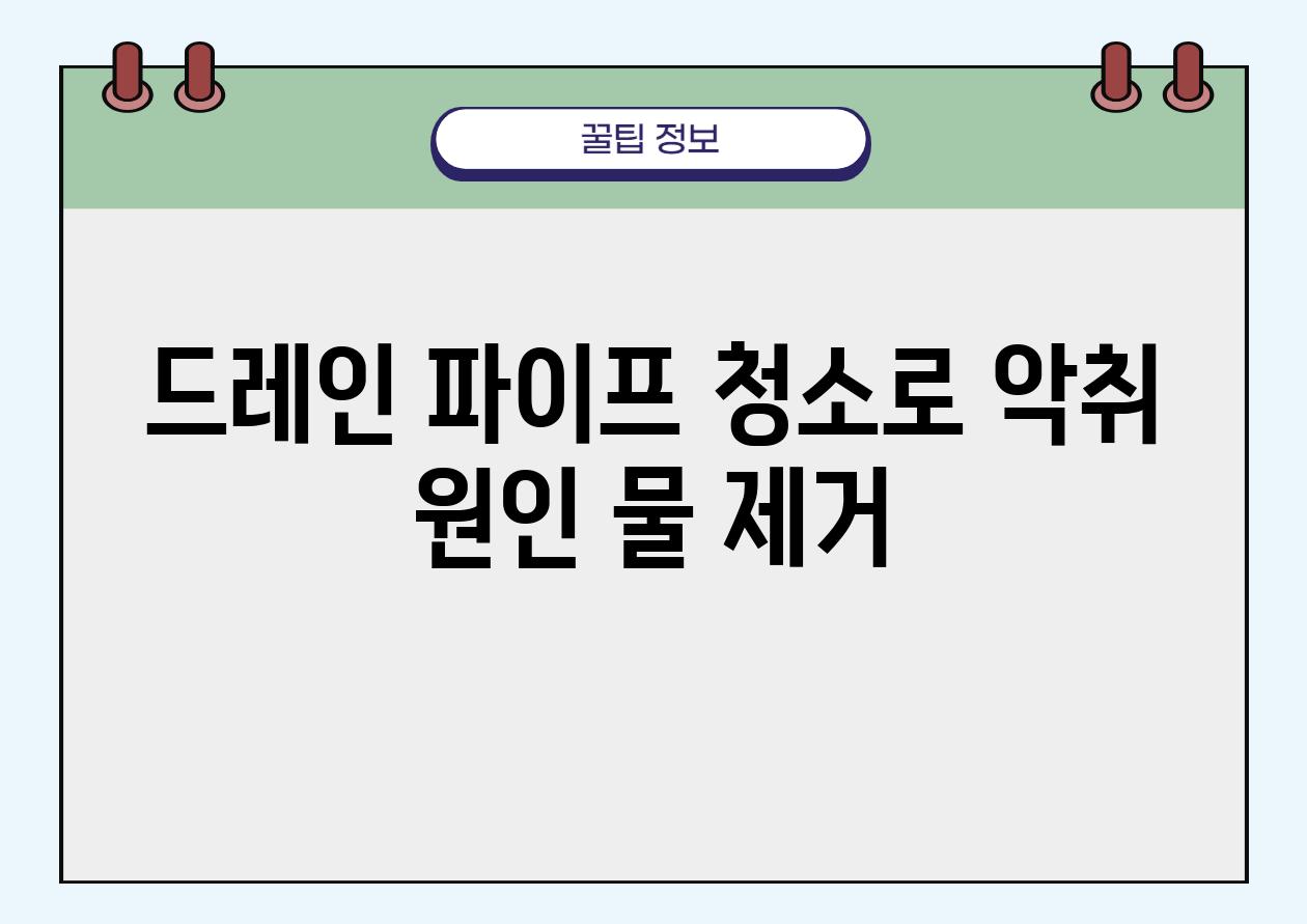 드레인 파이프 청소로 악취 원인 물 제거