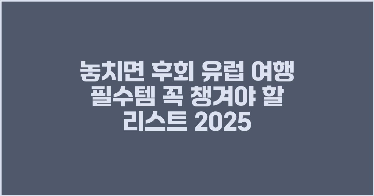 놓치면 후회! 유럽 여행 필수템 목록