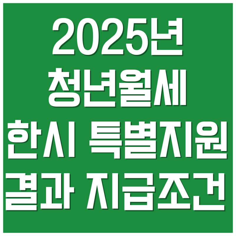 2025년 청년월세 한시 특별지원 결과 지원금 지급조건 계산기