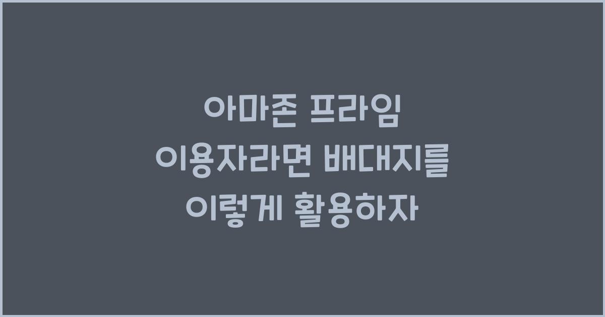 아마존 프라임 이용자라면 배대지를 어떻게 활용해야 할까?