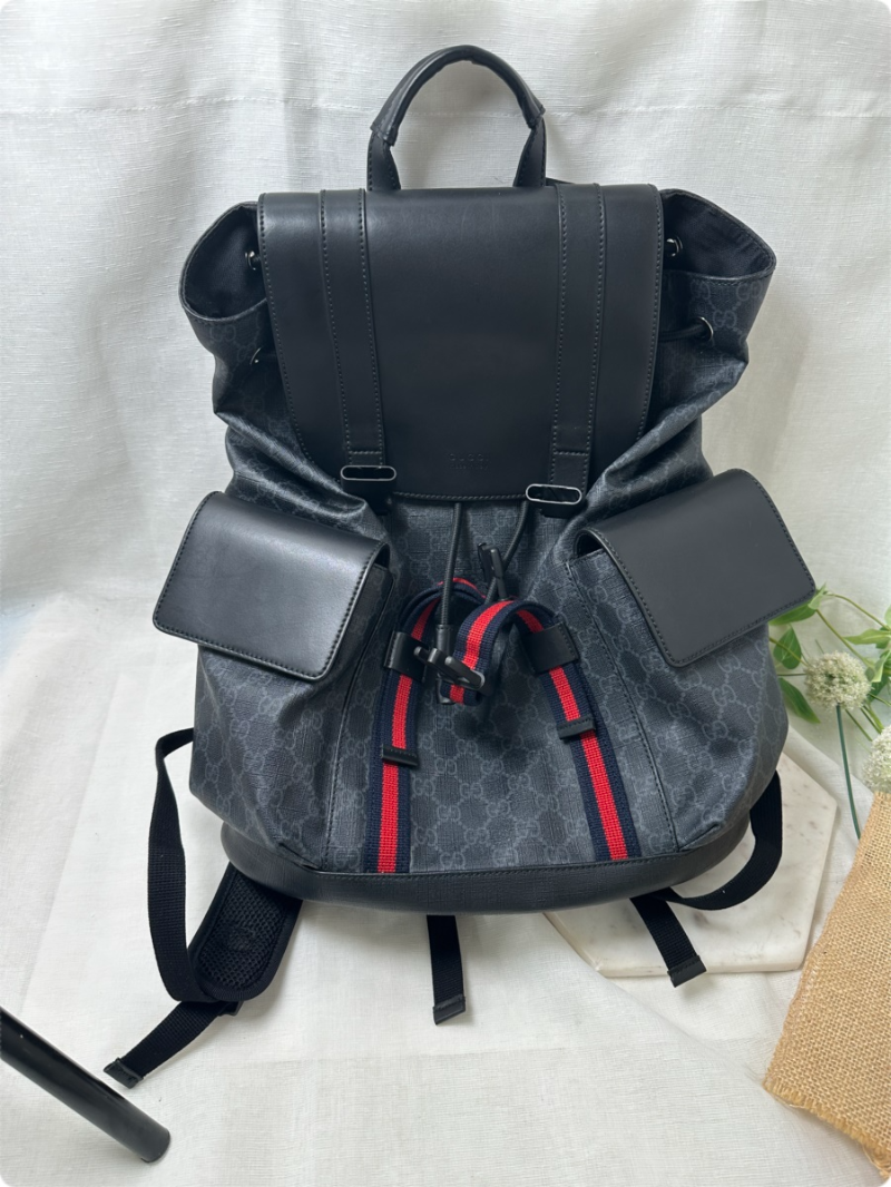 구찌 GG 백팩 슈프림 (GUCCI) Backpack Black Supreme 손잡이 수선 완료