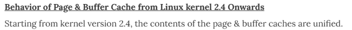리눅스의 커널 2.4 이상 통합버퍼 캐시 지원에 대한 설명